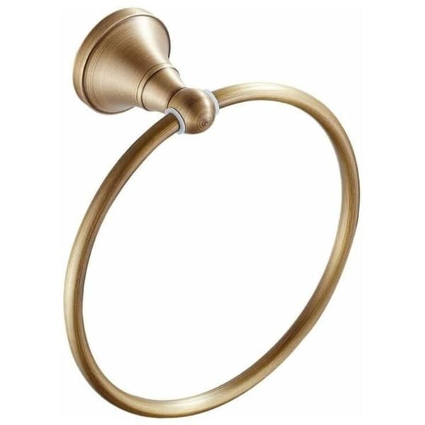 Antik mässingshandduksring. Badrumstillbehör. Rund duschhanddukshållare. Väggmonterad.