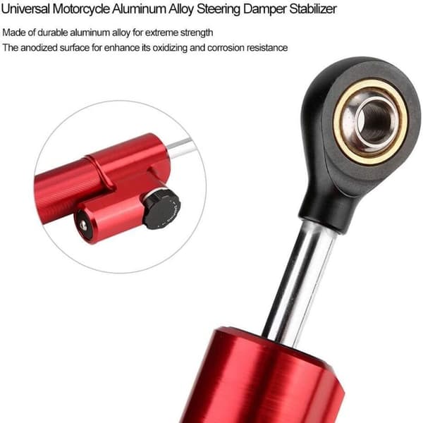 Styretøjsdæmper. Universal styretøjsdæmper stabilisator. Universal aluminiumslegering styretøjsdæmper stabilisator til de fleste motorcykler (rød og sort)
