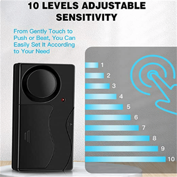 Wireless Vibration Alarm with Remote Control 110 dB Black