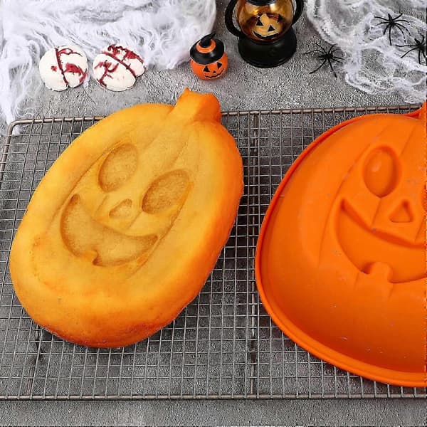 9 tommer græskar silikone kageform, non-stick Halloween kageform, gelé