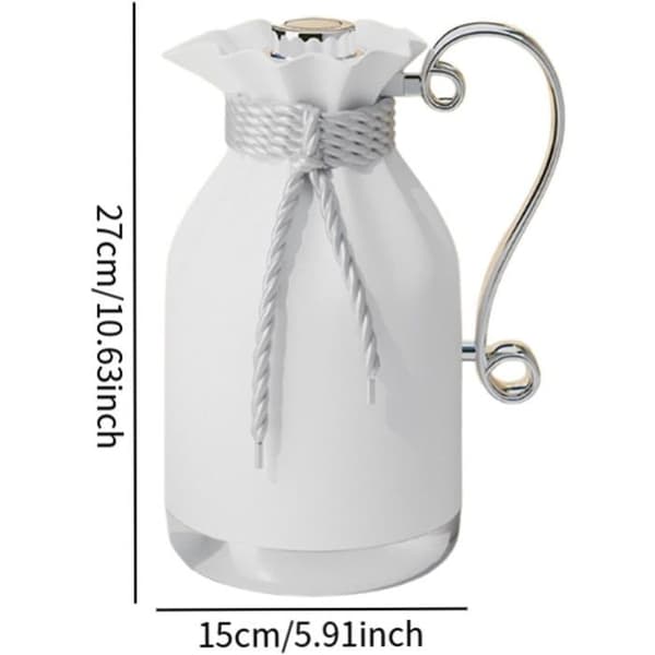 Kaffekande, tekande, 950 ml, isoleret, glaskedel, arabisk, til hjemmet, sammenkomster, helligdage, hvid