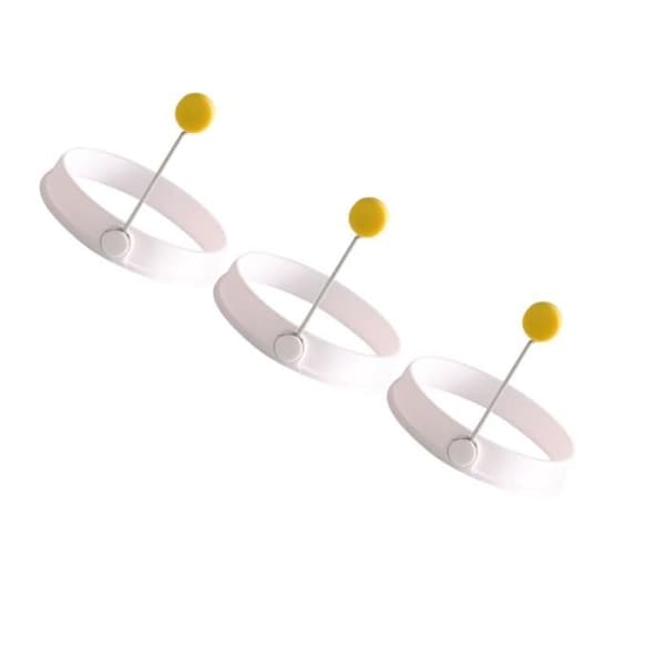 3 stk stekte eggeringer med håndtak, kreativ bakeform i silikon, omelett, stekt egg, kakeform - bakeform