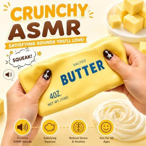 Krämig Smör Squishy ASMR Pärlfylld Realistisk Mat Stressboll Butter-pink