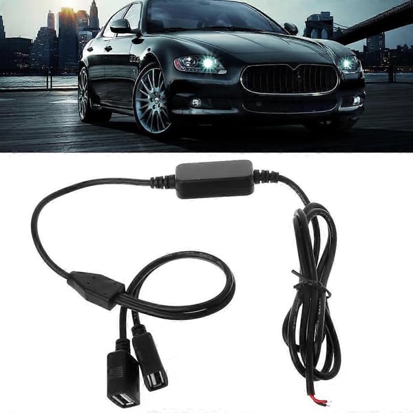 Billader Dobbel USB Hunnplugg 12V til 5V 3A for DC til DC Strømforsyning Konv