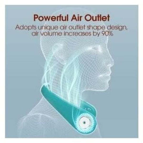Bærbar halsventilator. USB-halsventilator, bladløs og håndfri. Tre ventilatorhastigheder. (Hvid)
