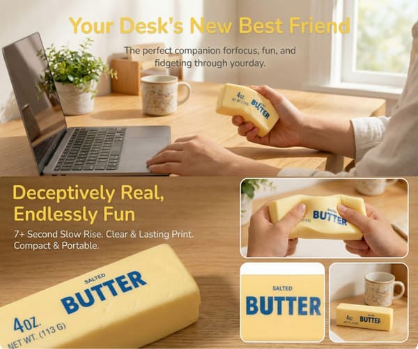 Squishy squeeze ball in PU - Butter design
