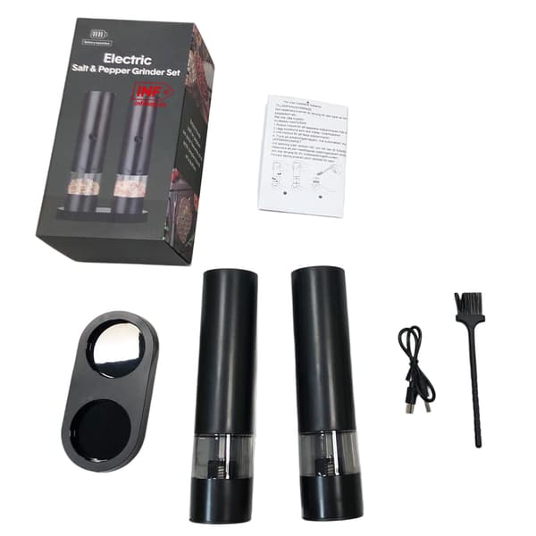 Electric Pepper Grinder Set - Rechargeable Salt and Pepper Mill with Ceramic Grinder - 2-pack