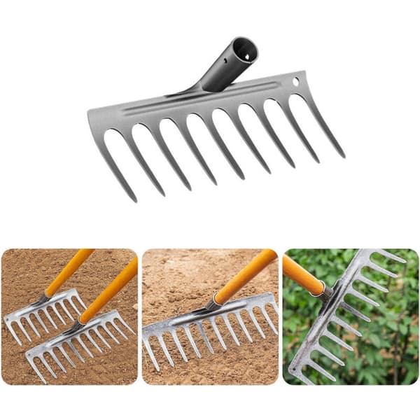 Kraftig mosefjerner for plener, hageredskap laget av solid materiale, utendørsrive for effektiv jordløsning. 9 tenner