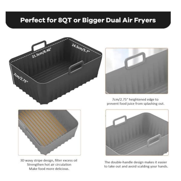 Pakke Airfryer-form til 9,5 l, Airfryer-tilbehør, Silikoneform til Airfryer til Instant Pot