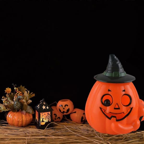 Halloween Fest Græskarlegetøj med Horrorlyd Jack-o'-Lantern Græskar Heksehåndkost