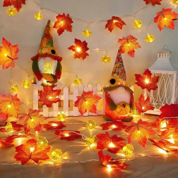 Halloween LED Ahornblad Græskarlygte