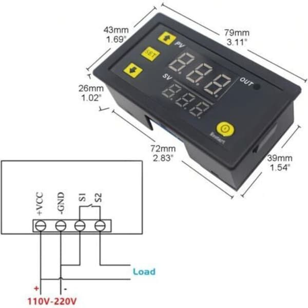 Stykke W3230 AC 110V-220V Digital Temperaturkontroller. 20A Digital Display Termostatkontrollbryter med 10K NTC Sensorprobe