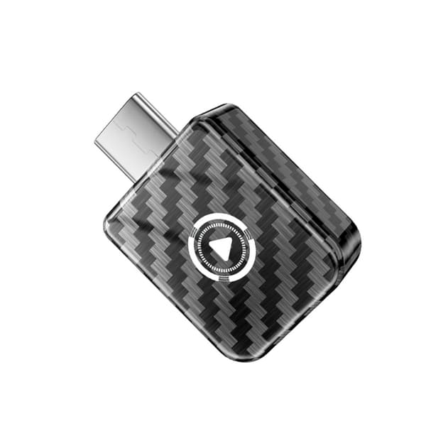 Smart Carplay Android Auto Trådløs Adapter - Kulfiberstil, USB-C Plug & Play, Kompatibel med Apple og Samsung