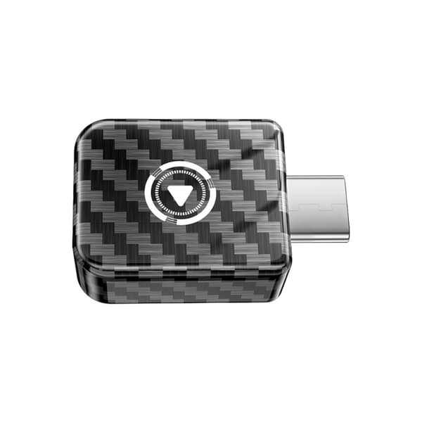 Smart Carplay Android Auto Trådløs Adapter - Kulfiberstil, USB-C Plug & Play, Kompatibel med Apple og Samsung