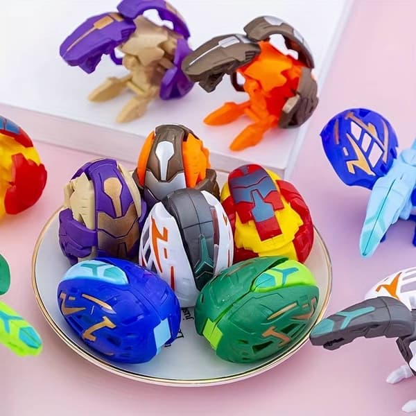 6 stk, Transformer Dinosaur Egg (6,6 cm), Transformerbar Dinosaur Robot Leketøy, Transformerende Dinosaur Figurer Leker