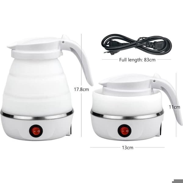 Rejsekedel - Sammenklappelig Silikone - 0,6L - 600W - Ledningsfri Elektrisk