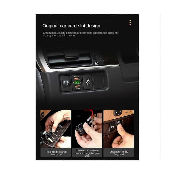 Qc3.0 billader dobbel usb konverteringstilbehør for rødt lys størrelse: 33x23mm E 12/24v