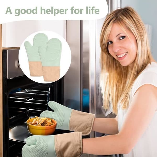 Silicone Oven Mitt, Heat Resistant Oven Mitts, Waterproof Kitchen Oven Mitts