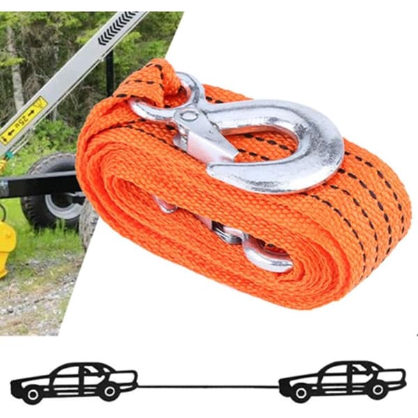 Bil Lastbil Bugseringsreb. 4M 3T Bugseringsstrop Kabel med Krog til de fleste Biler SUV'er ATV'er mv.