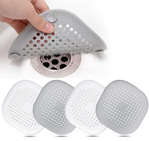 Grå/hvid Anti-tilstopning Silikone Gulvafløbssi, 14*14cm, 4 stk.