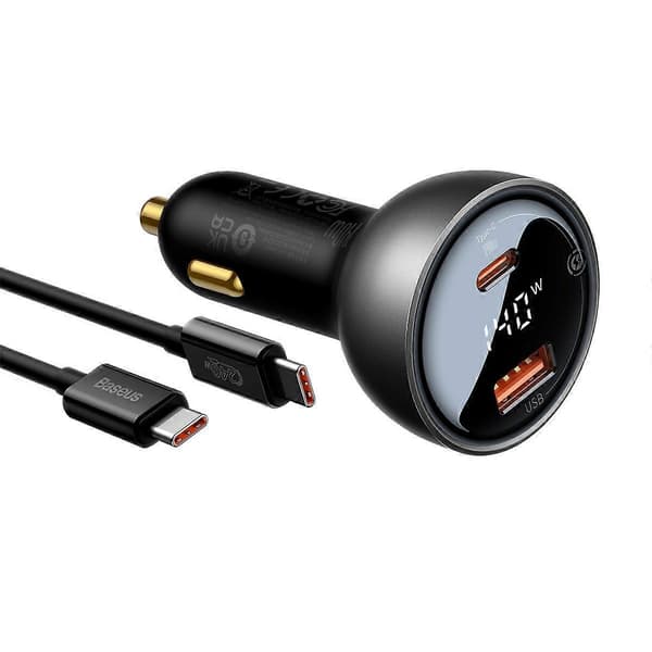 USB USB-C PD3.1 140W billaddare + USB-C kabel 1m svart