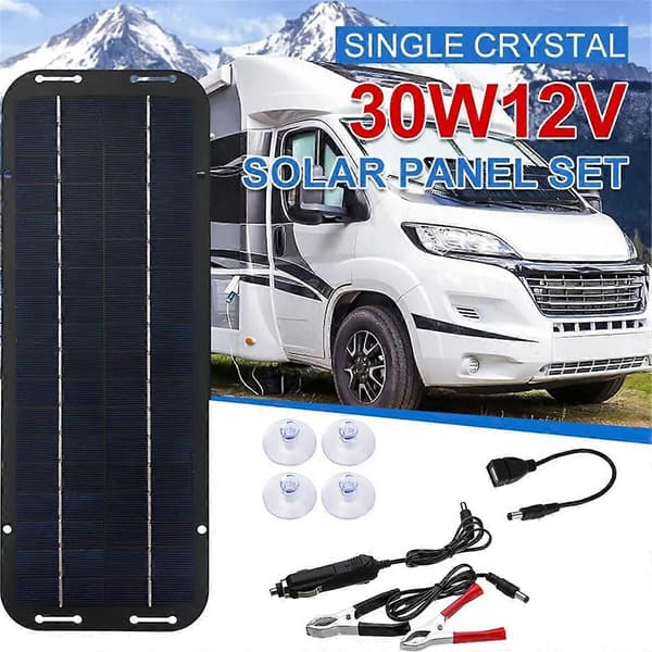 10W 12V Solcellepanelsett Vanntett Utendørs Camping Batterilader Solcelleplate med USB Billader
