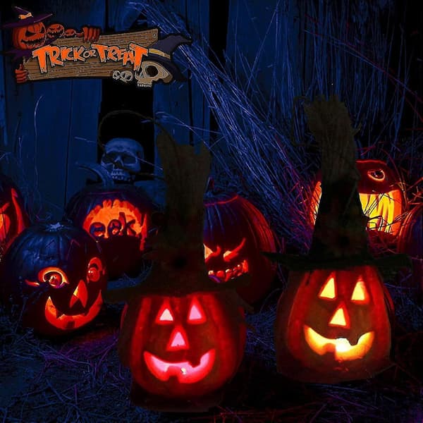 Halloween Skum Gresskarlykt Jack O' Lantern Blinkende Lysende Spøkelseshusdekorasjoner