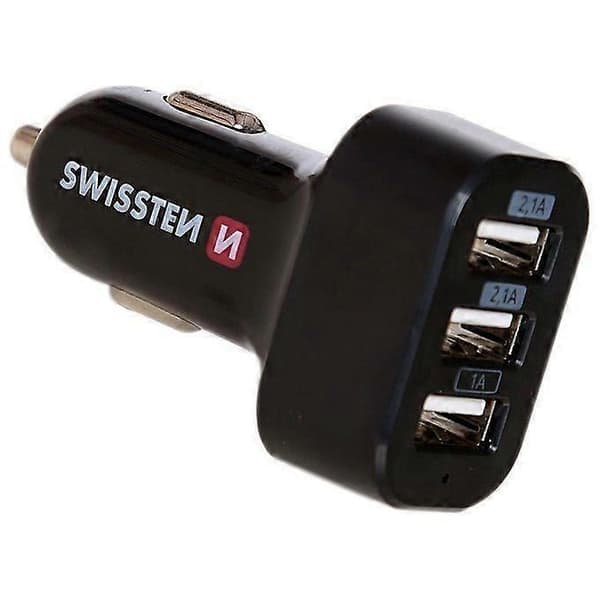 Billader - Swissten - 3 USB-porter - 5.2A - Svart - 20111200