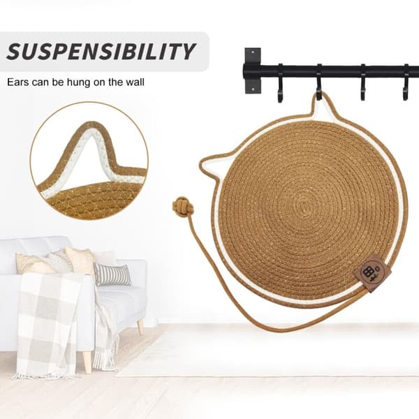 Katteskrapematte - Klorebrett med katteøreformede pigger. Anti-klo-puter. Tilbehør inkludert. Diameter: 43 cm.