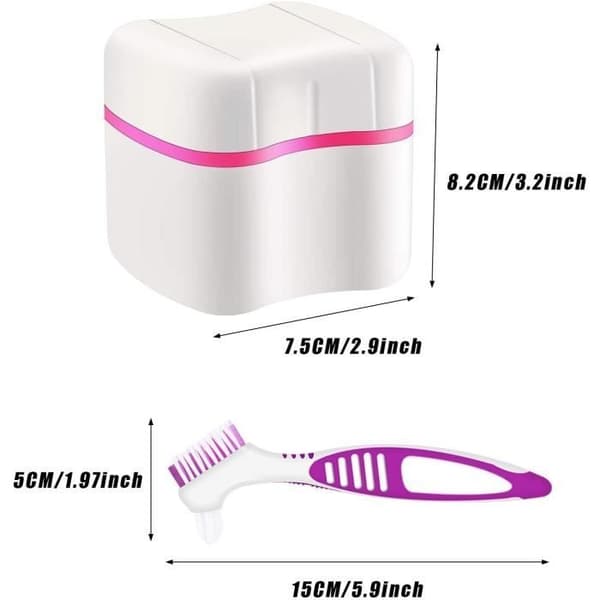 Dentistry Appliance Box, Denture Bath Case with Denture Cleaning Brush, Denture Toothbrush, Denture