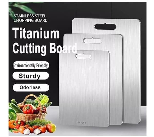 Titanium Cutting Board, Titanium Cutting Board, Stainless Steel Cutting Board with Grip Hole, Cutting Board