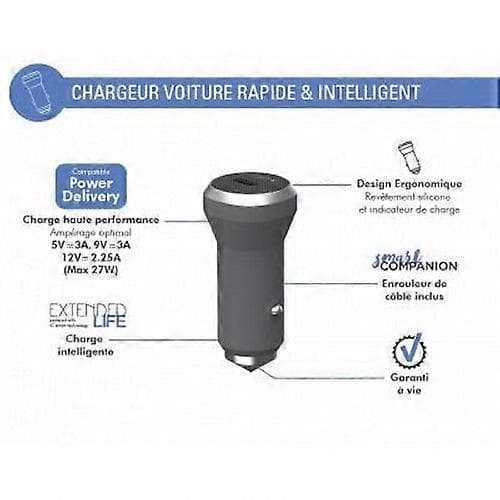 27W Power Delivery USB C Billaddare, Grå