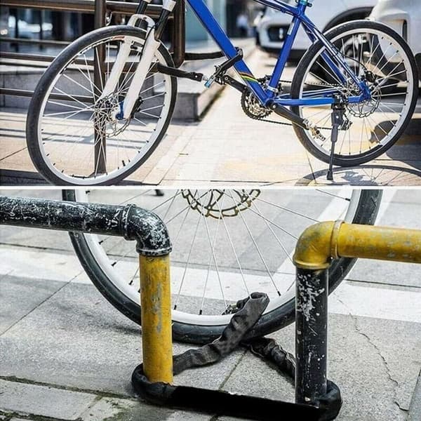 Kraftig motorcykellås. 3 nøgler. 100 cm. Sort