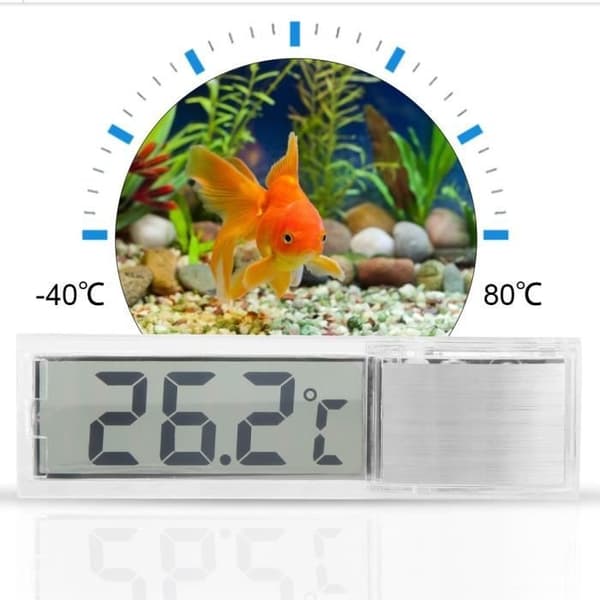 EECOO Akvarietermometer, 3D LCD Elektronisk Transparent Digital Akvarietermometer til Måling af Akvarievandstemperatur