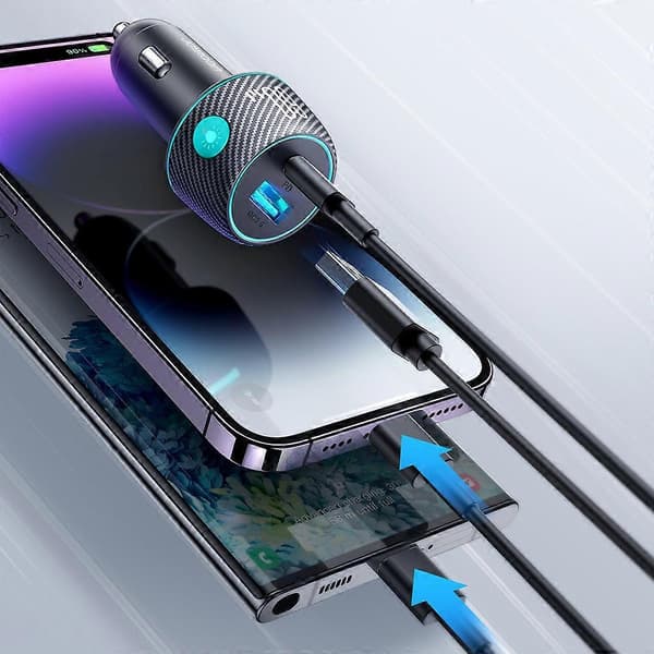 60W PD USB-C USB-A Billaddare, Svart