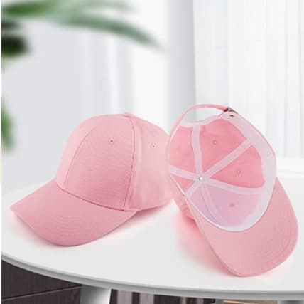 Ensfarget baseballcaps i bomull, justerbar, rosa