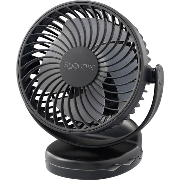 Clip-on skrivebordsventilator, sort trådløs ventilator (med batteri), oscillerende bordventilator - sort