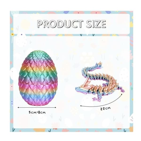 3D-printed Dragon Egg, Mysterious, Realistic, Articulated Toy, Lifelike, for Easter, Christmas, Office Decoration, Rainbow[YJD]