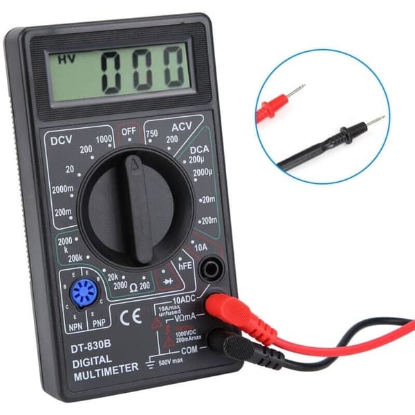 DT-830B Multifunktionel Bærbar LCD Digital Multimeter. Amperemeter, Voltmeter, Ohmmeter Tester, Voltmeter, Ohmmeter Måler, DT-830B Sort