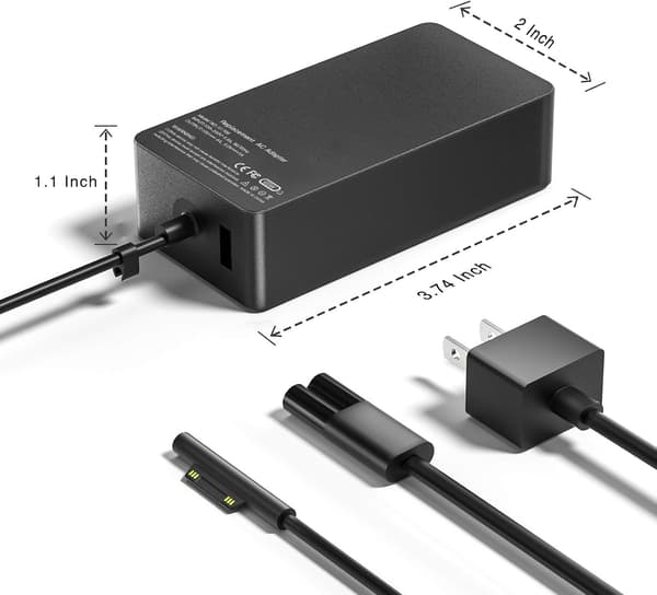2025 Seneste Model 65W Surface Pro Laptop Oplader til Microsoft Surface Pro 10/9/8/7/6/5/4/3/X, Windows Surface Laptop 6/5/4/3/2/1