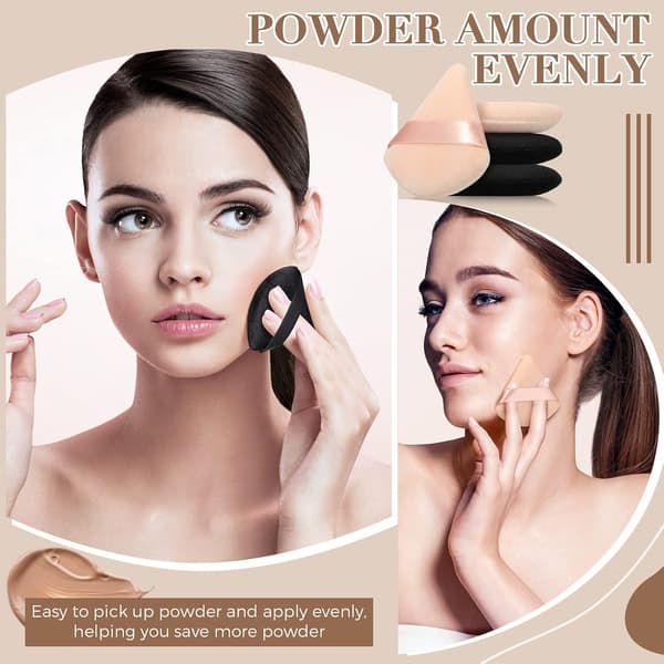Trekantede Puffs 4-pak Makeup Ansigts Puffs (Sort, Nude)