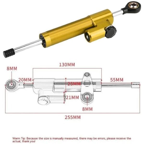 Styredæmper - Universal aluminiumslegering motorcykel styredæmper stabilisator (guld + sort)