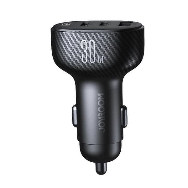 Autolaturi näytöllä 2x USB-C USB-A 30W musta