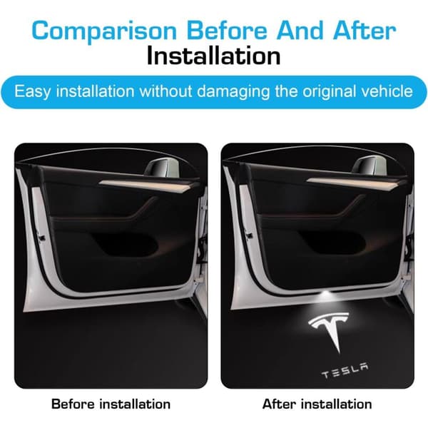 Sæt med 4 LED bildørsprojektorer med velkomstlys og indgangslys til Tesla Model 3, Model Y, Model S og Model X - Tesla tilbehør