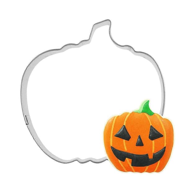2 Kakeutstikkere i rustfritt stål med gresskarform, Jack-O'-Lantern