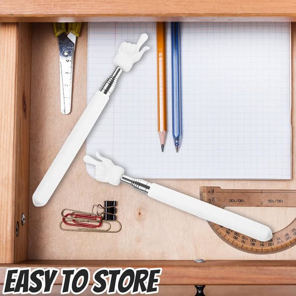 (White) 2 Pcs Telescopic Teacher Finger Pointer, Hand Pointer for Teachers, Small Pointer Stick