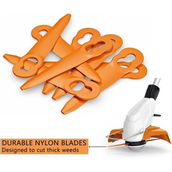 (Oransje) Pakke med 100 plastreserveblader, kompatible med Stihl Polycut 2-2, PolyCut 3-2, FSA 45 gresstrimmer 40080071000