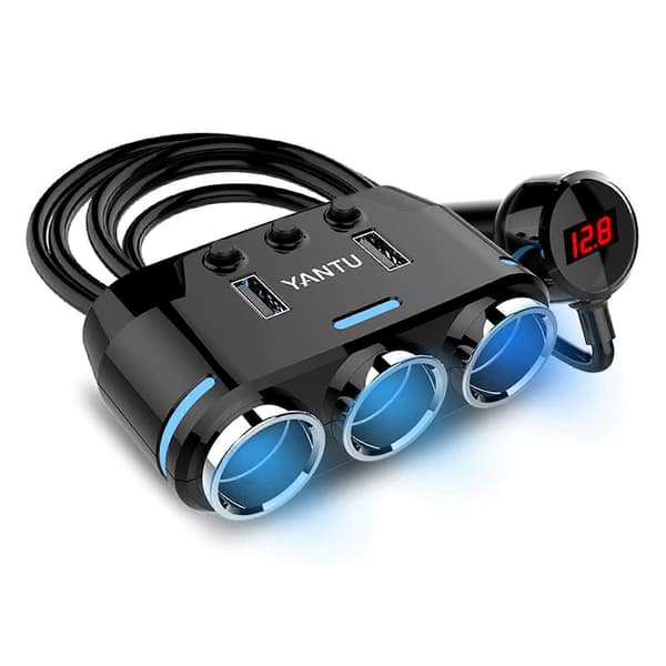 Billader Sigarettenner 3-veis strømadapterkontakt Splitter Dobbel USB
