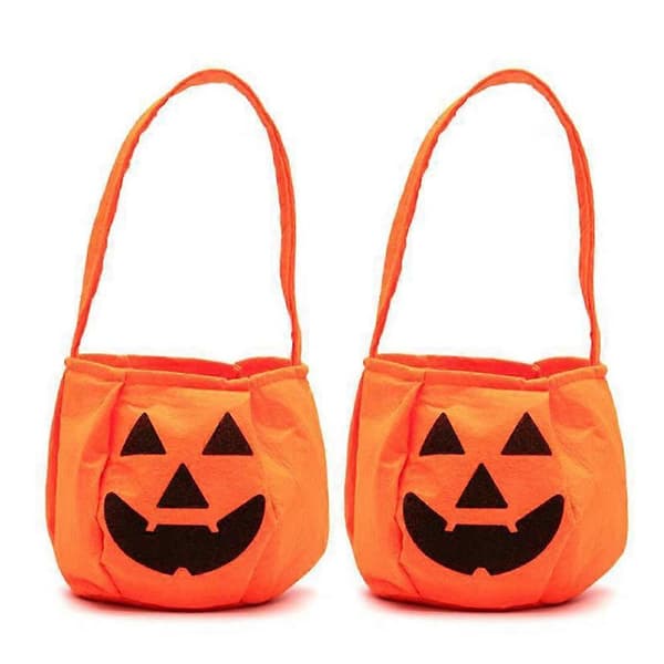 2 Halloween Pumpaformade Godispåsar, Godisväskor, Barnpyssel, Barnkalastillbehör