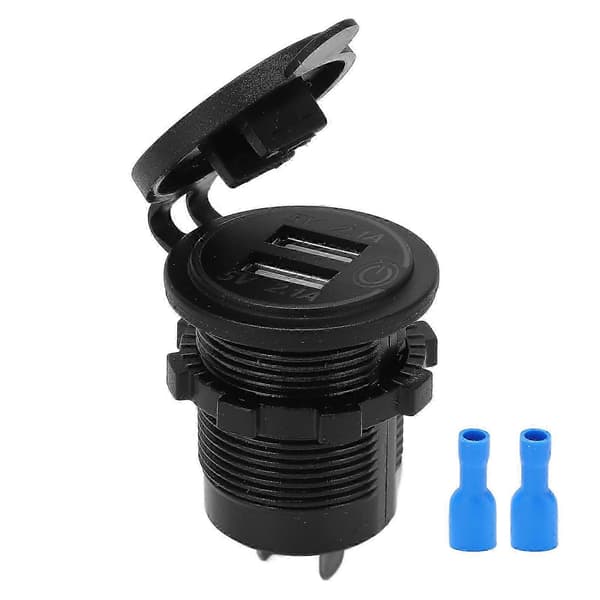 2.1A USB Billaddare Touch Switch Dubbla Portar Snabb Laddningsadapter för Fordon